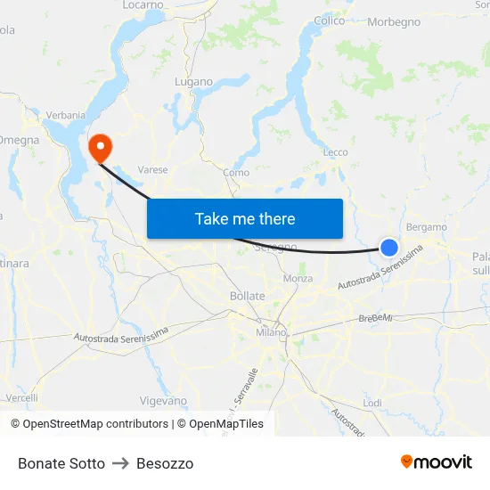 Bonate Sotto to Besozzo map
