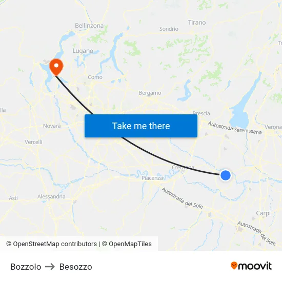 Bozzolo to Besozzo map