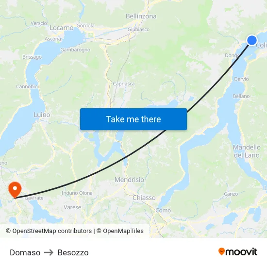 Domaso to Besozzo map
