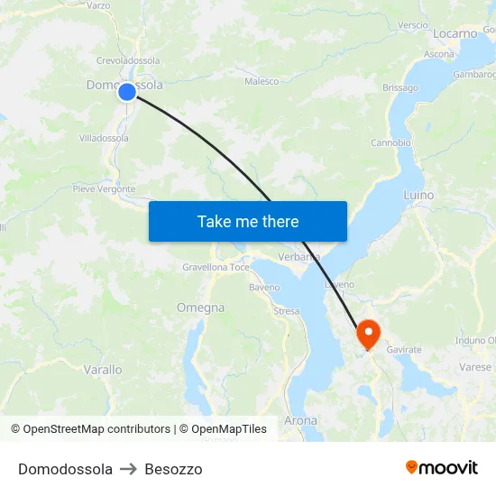 Domodossola to Besozzo map