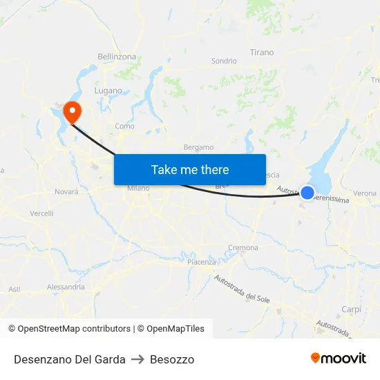 Desenzano del Garda to Besozzo map