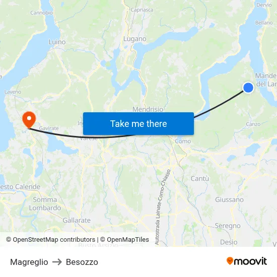 Magreglio to Besozzo map