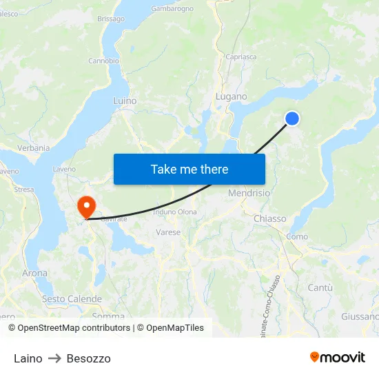 Laino to Besozzo map