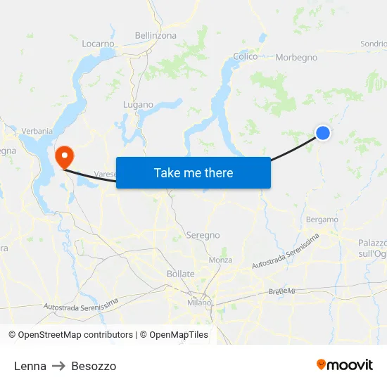 Lenna to Besozzo map