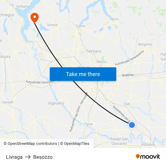 Livraga to Besozzo map