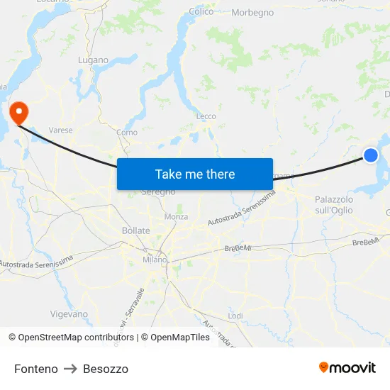 Fonteno to Besozzo map