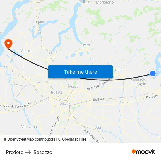 Predore to Besozzo map