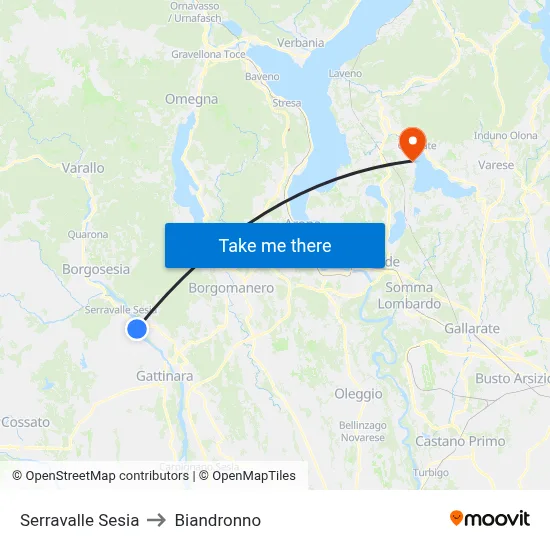 Serravalle Sesia to Biandronno map