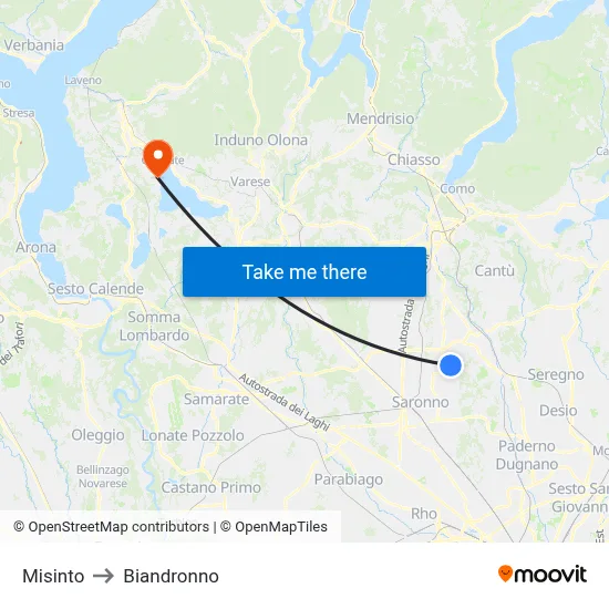 Misinto to Biandronno map