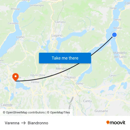 Varenna to Biandronno map