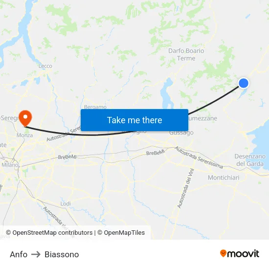 Anfo to Biassono map