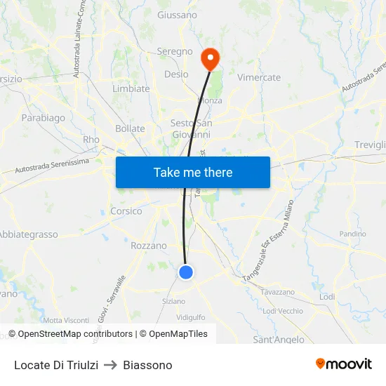 Locate di Triulzi to Biassono map