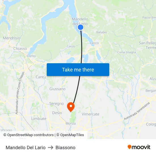 Mandello Del Lario to Biassono map