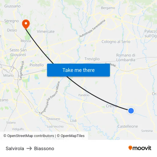 Salvirola to Biassono map