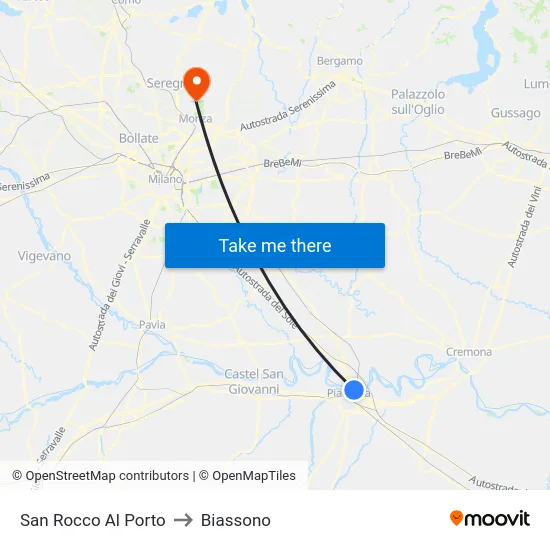 San Rocco Al Porto to Biassono map