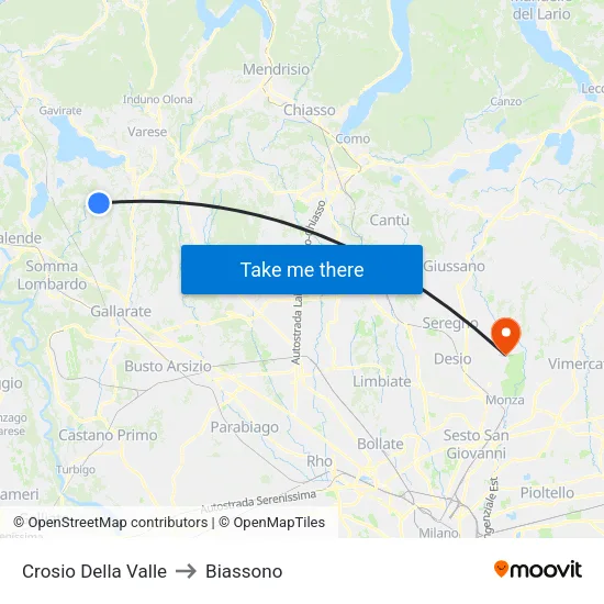 Crosio Della Valle to Biassono map