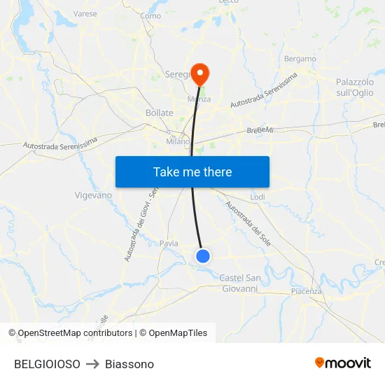 BELGIOIOSO to Biassono map