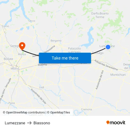 Lumezzane to Biassono map