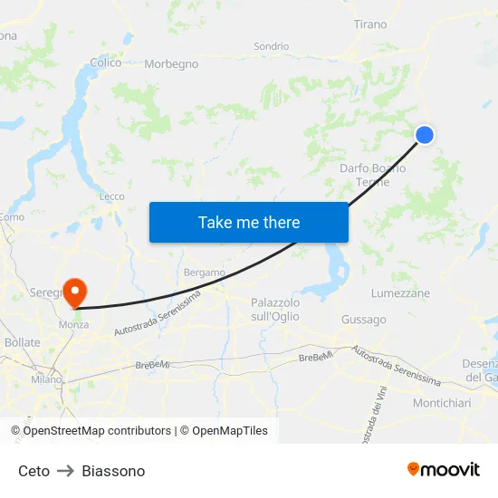 Ceto to Biassono map