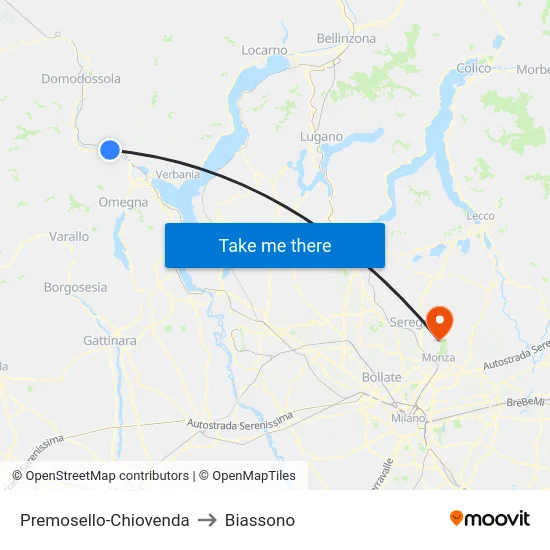 Premosello-Chiovenda to Biassono map