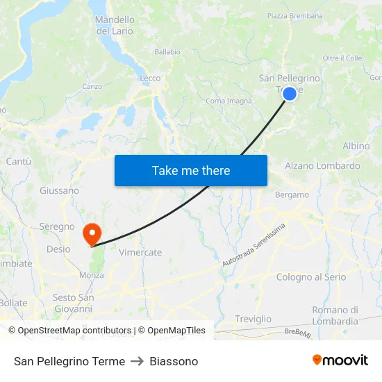 San Pellegrino Terme to Biassono map