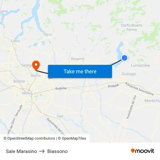 Sale Marasino to Biassono map