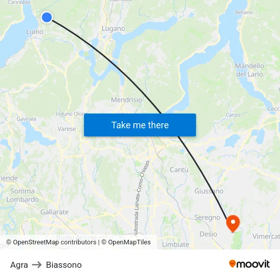 Agra to Biassono map