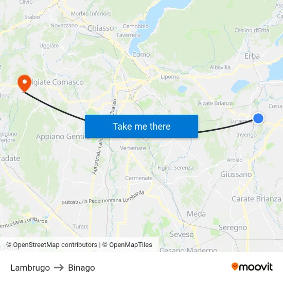 Lambrugo to Binago map
