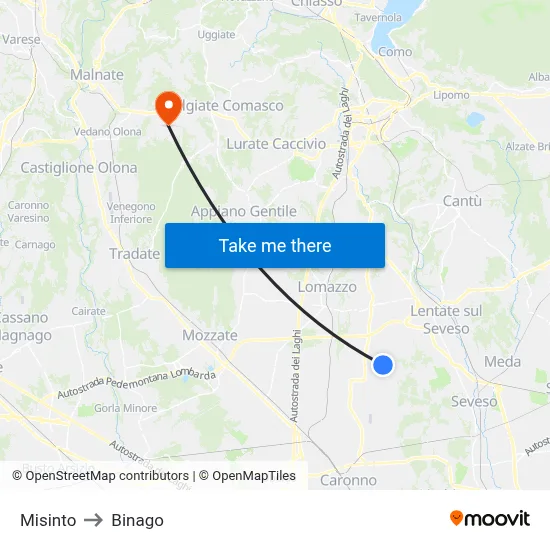 Misinto to Binago map