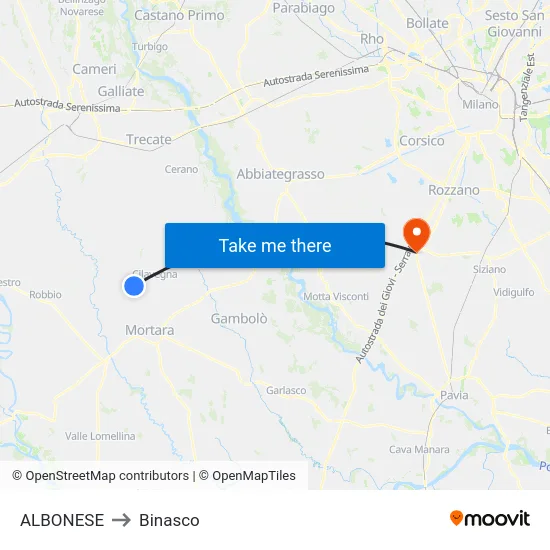 Albonese to Binasco map