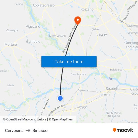 Cervesina to Binasco map