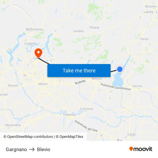 Gargnano to Blevio map