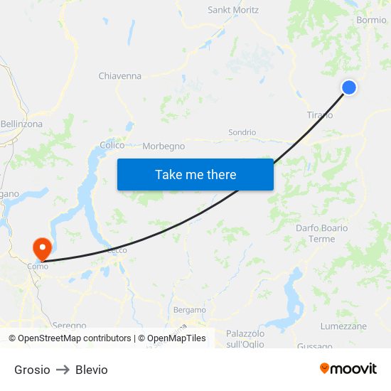 Grosio to Blevio map