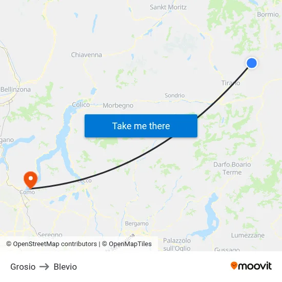 Grosio to Blevio map