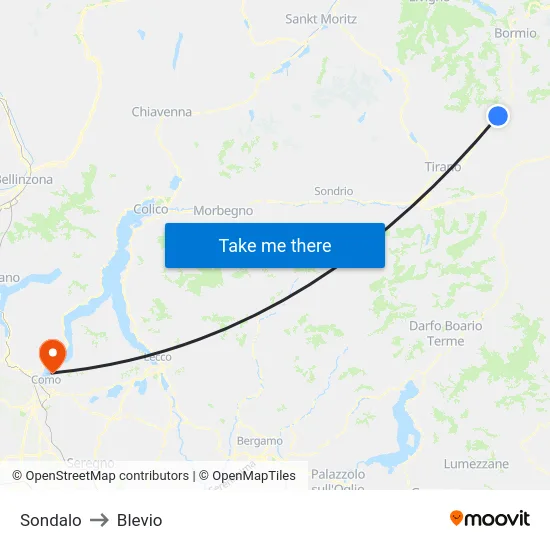 Sondalo to Blevio map