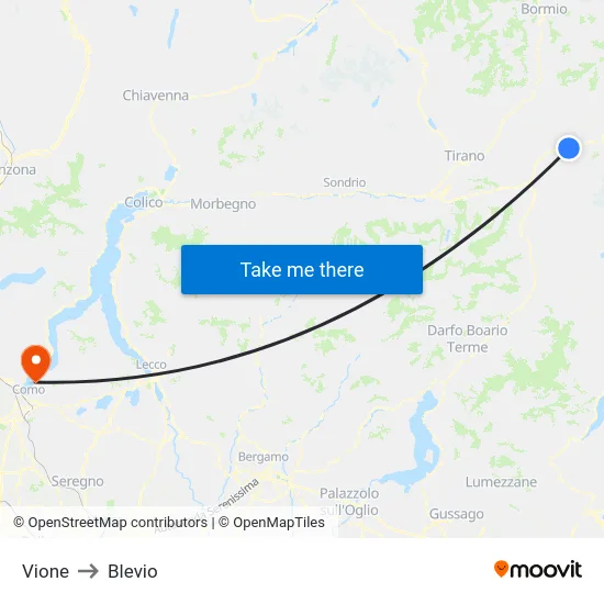 Vione to Blevio map