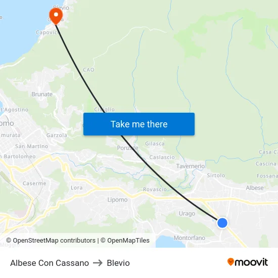 Albese Con Cassano to Blevio map
