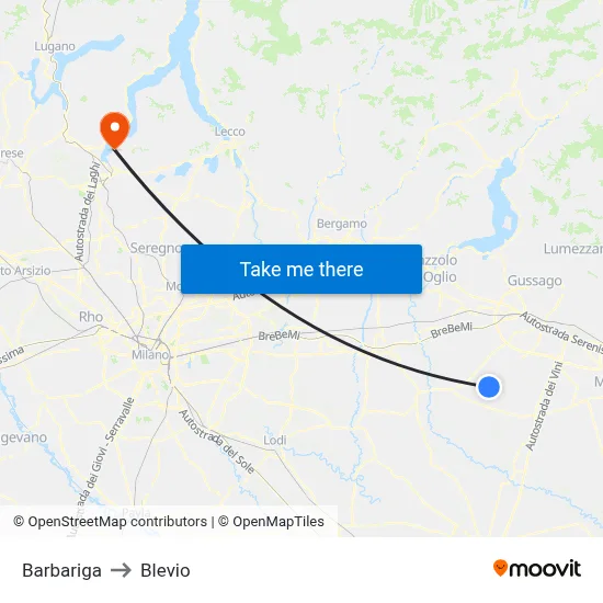 Barbariga to Blevio map