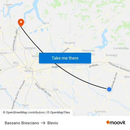 Bassano Bresciano to Blevio map