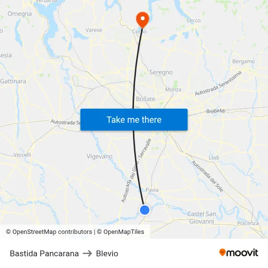 Bastida Pancarana to Blevio map