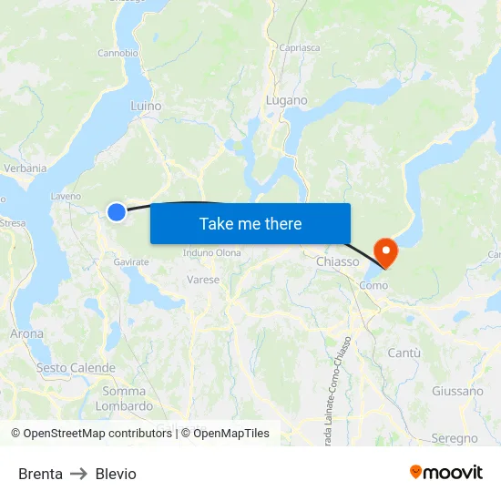 Brenta to Blevio map