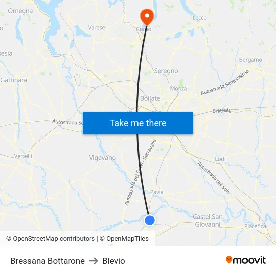 Bressana Bottarone to Blevio map