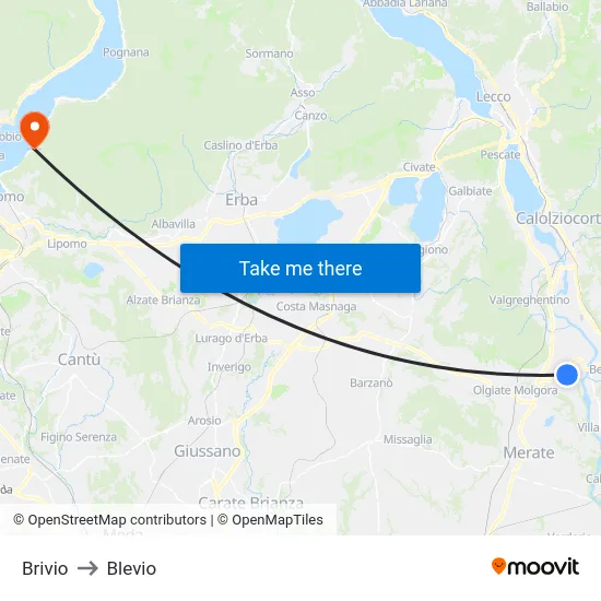 Brivio to Blevio map