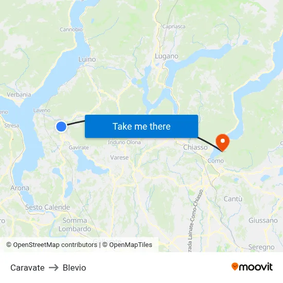 Caravate to Blevio map