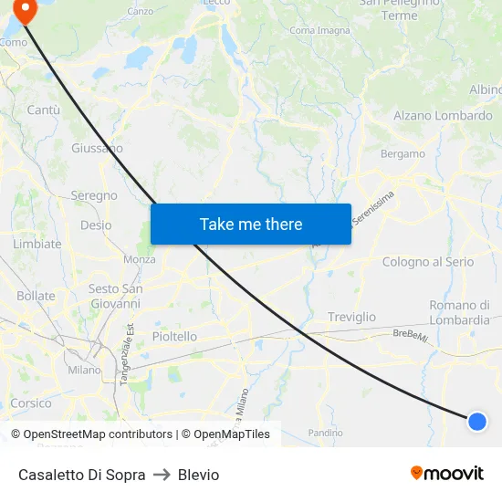 Casaletto Di Sopra to Blevio map