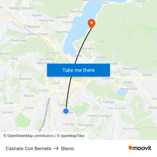 Casnate Con Bernate to Blevio map