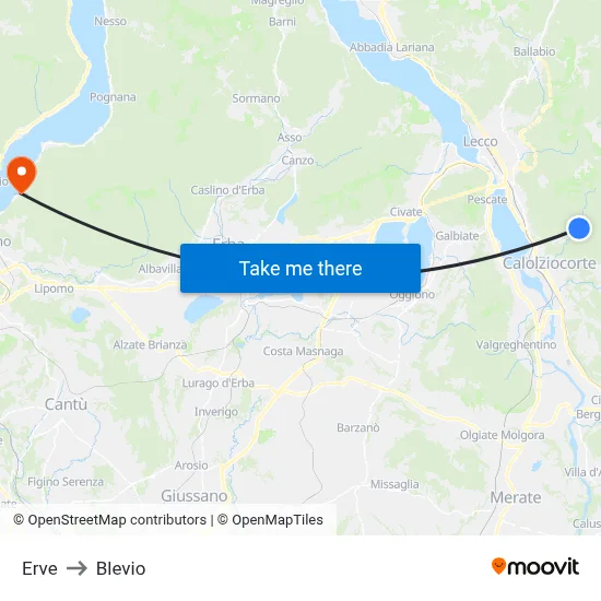 Erve to Blevio map