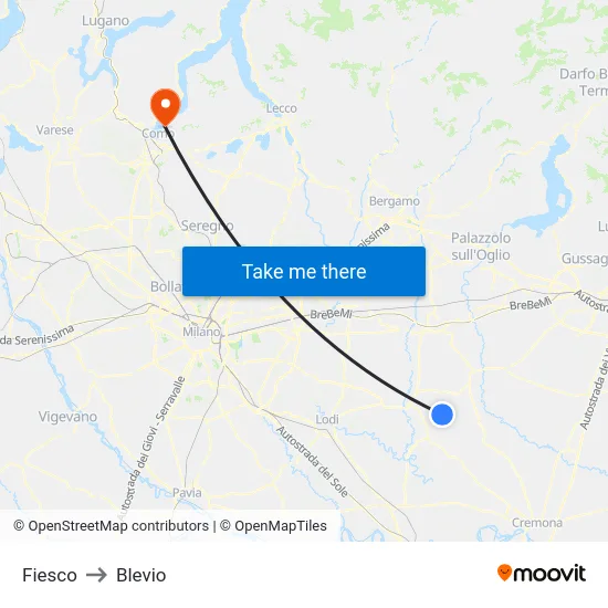 Fiesco to Blevio map