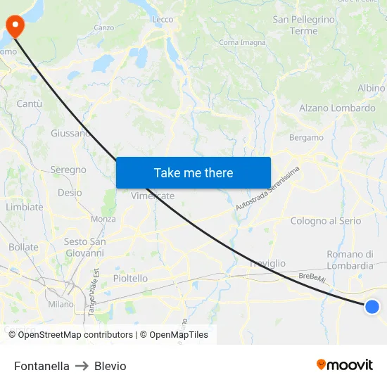Fontanella to Blevio map