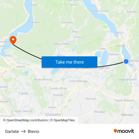 Garlate to Blevio map